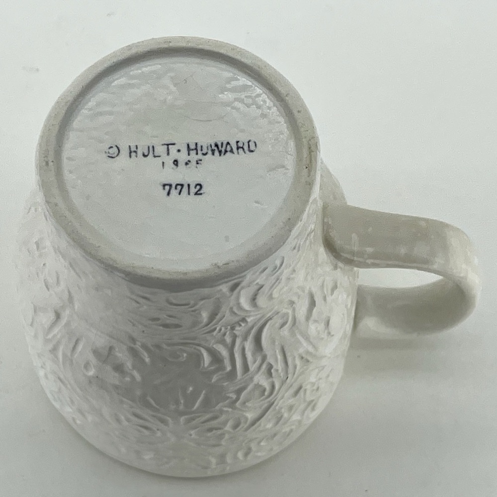 Vintage Holt Howard 1965 Mugs Set of 3 White Green Coffee Tea Filagree Ornate - Picture 8 of 11